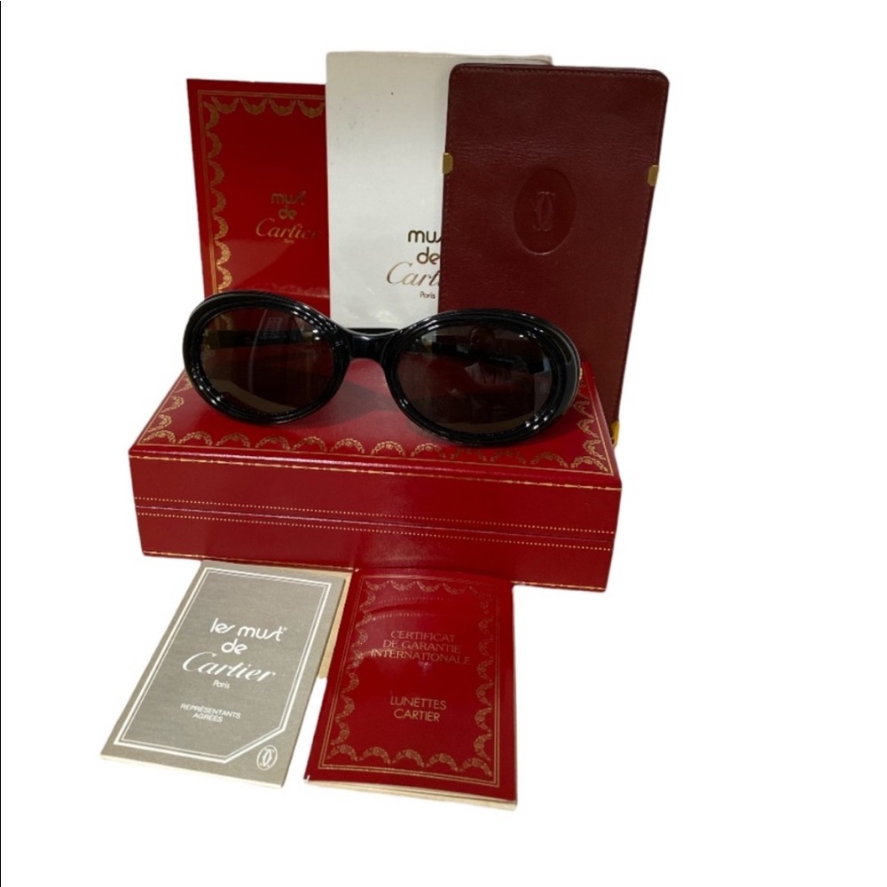 Cartier Frisson Black Medium Sunglasses 18k Gold
France 1991